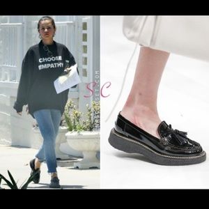 Tods Fringe Tassel Patent Loafer black 36 seen on selena Gomez WITH BOX